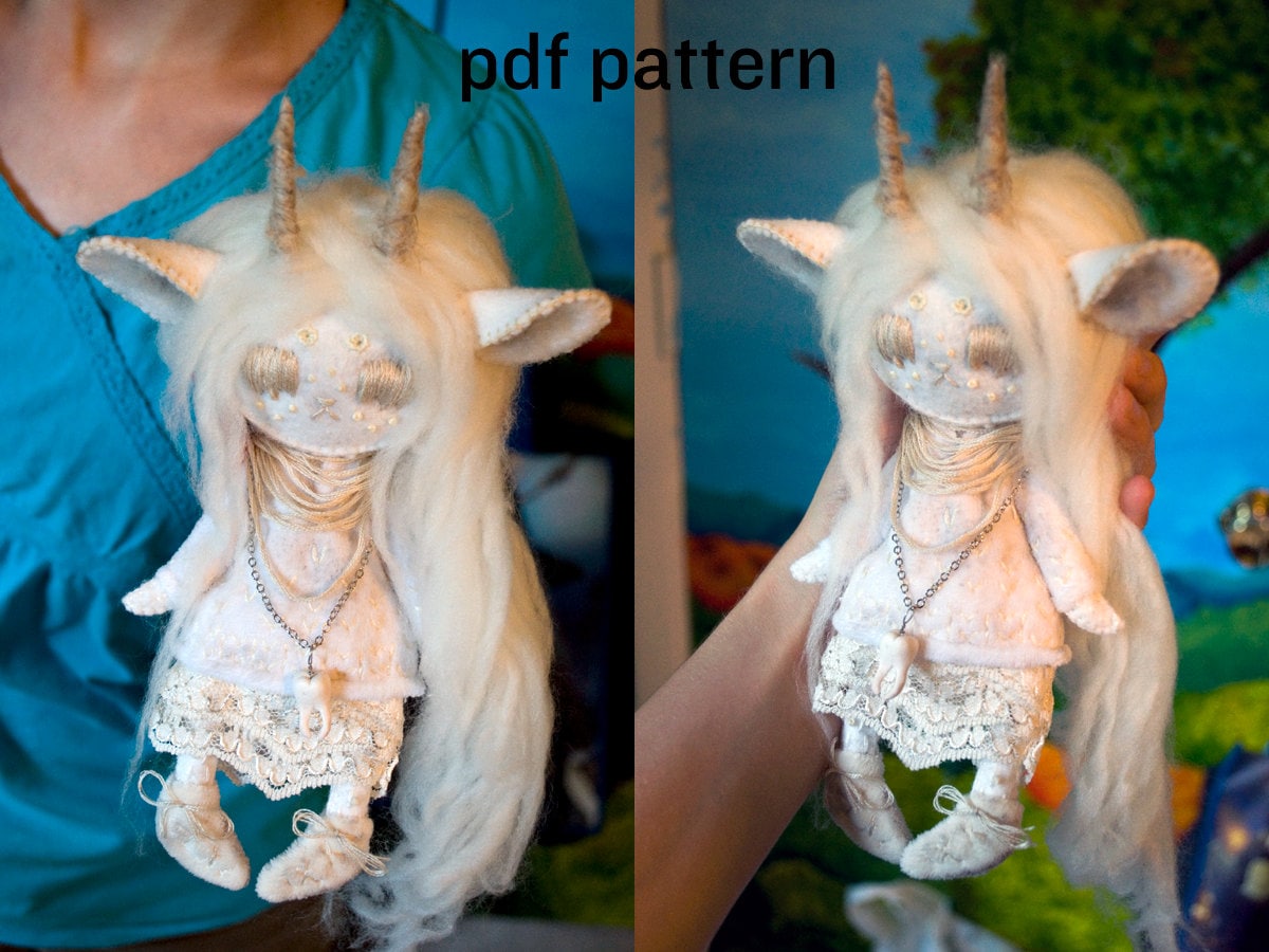 the den tree felt doll hand sewing pattern & printable pdf WITH instructions / tutorial