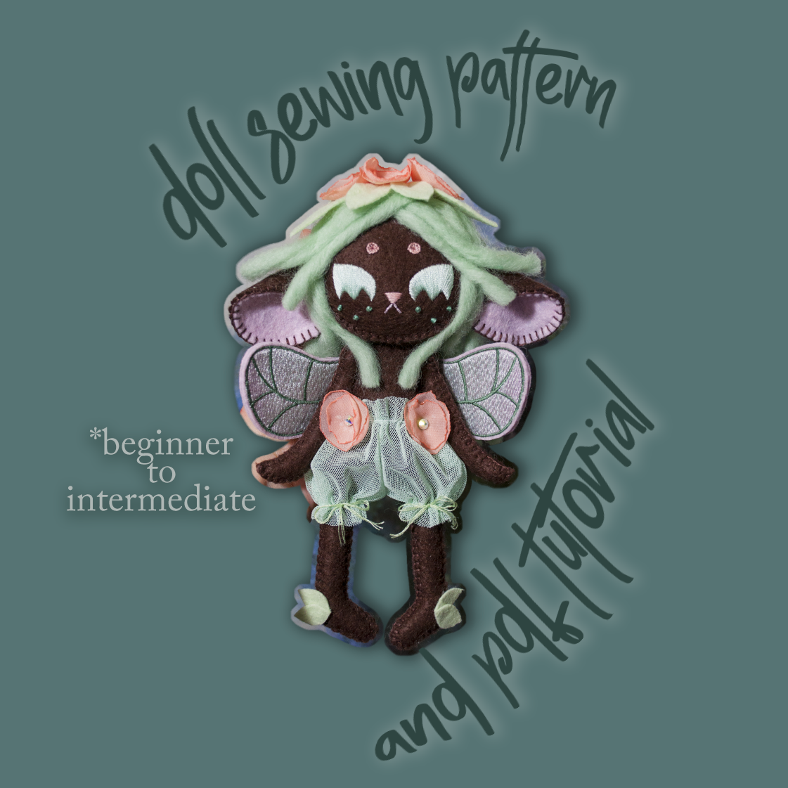 the den tree felt doll hand sewing pattern & printable pdf WITH instructions / tutorial