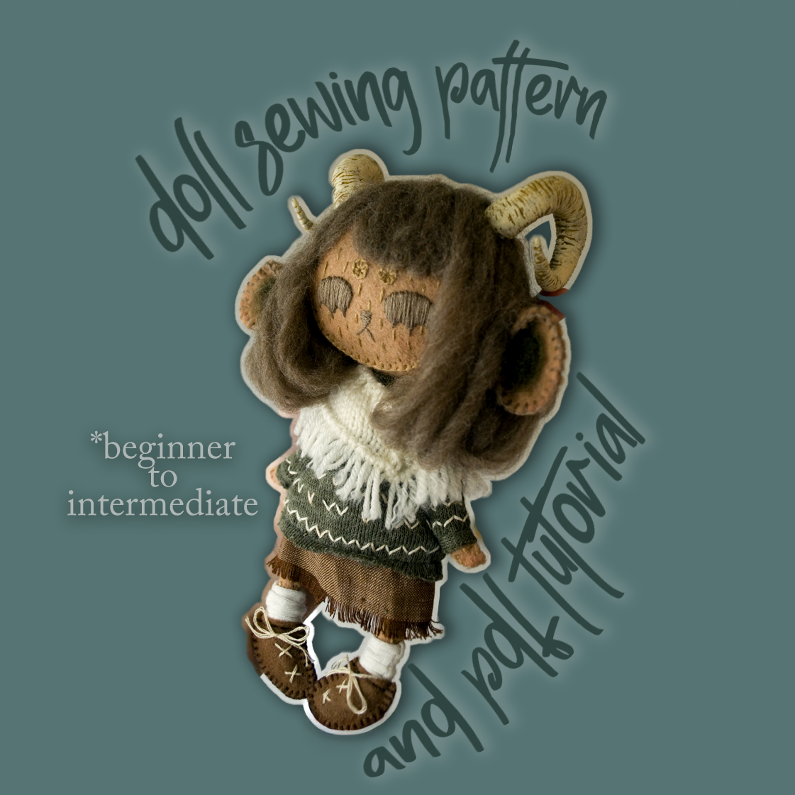the den tree felt doll hand sewing pattern & printable pdf WITH instructions / tutorial