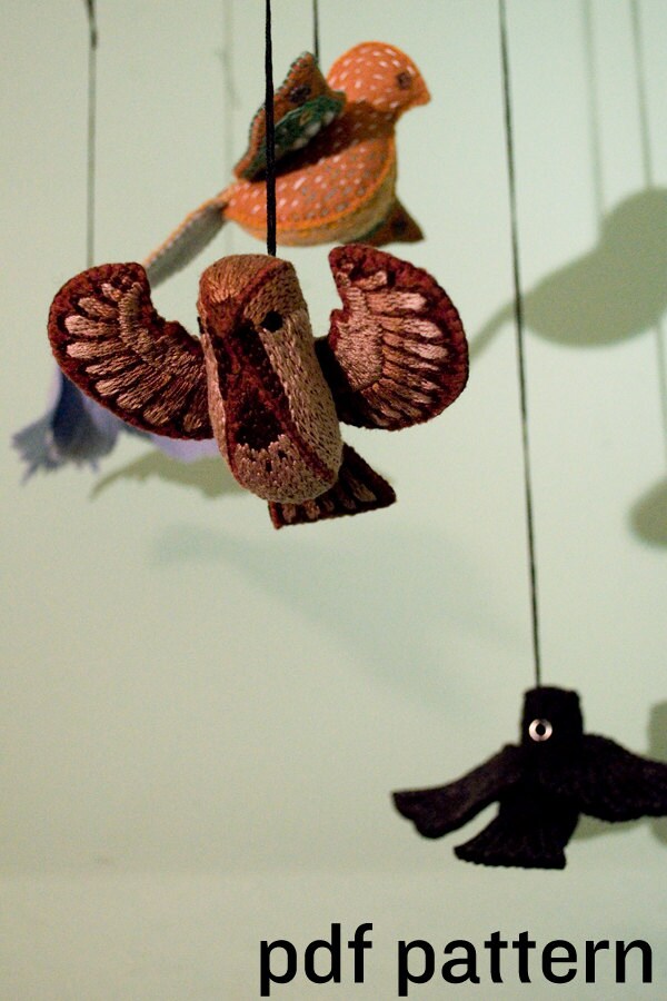 bird plushie sewing pattern and hand embroidery tutorial